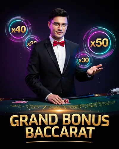 Play Grand Bonus Baccarat live at Royal Reels